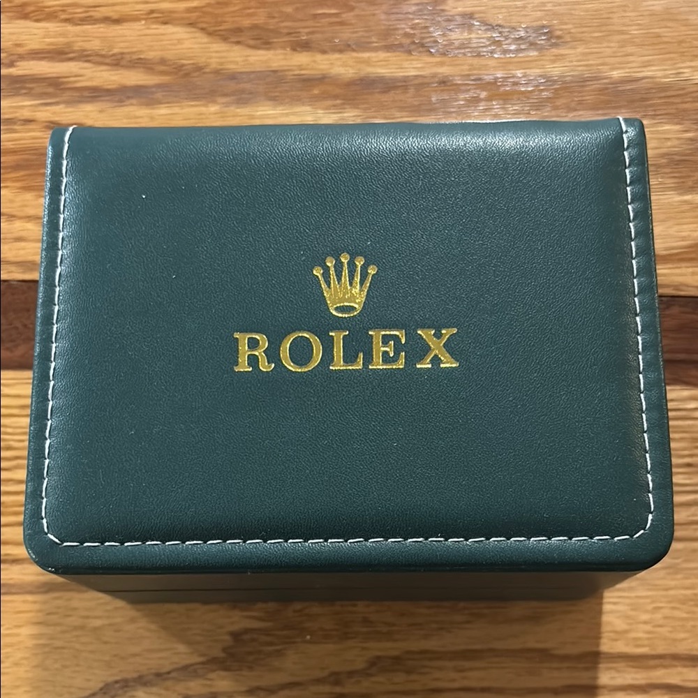 Rolex Green and Gold Leather Watch Accessory